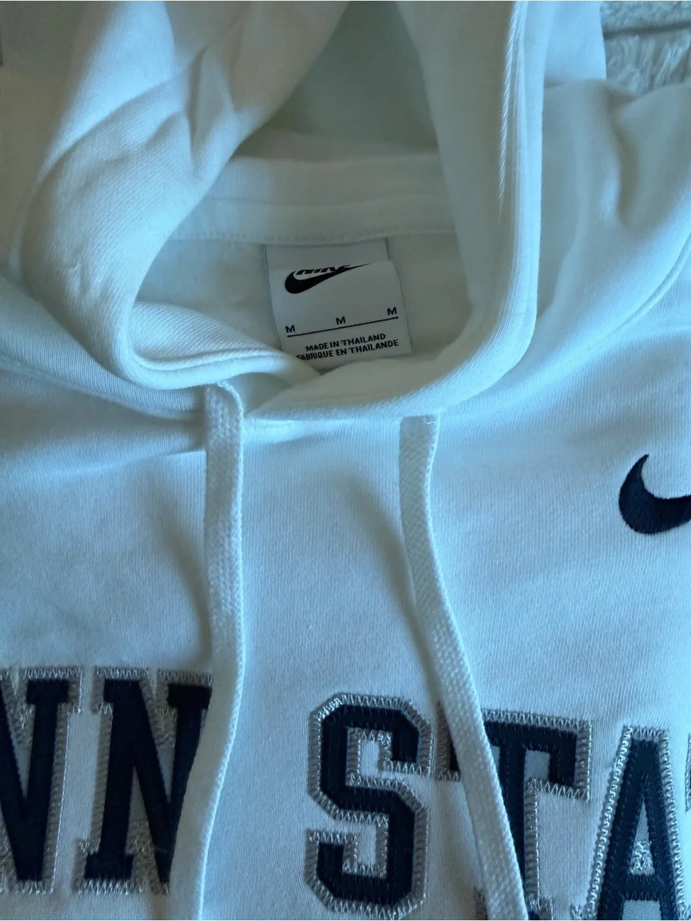 Nike White Penn State Crewneck Hoodie with Navy Accents